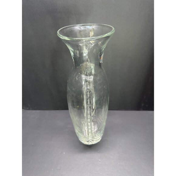 Vintage Blenko Glass Crystal (Clear) 13.5” Tall Vase Ribbed Design W/label - Picture 2 of 7